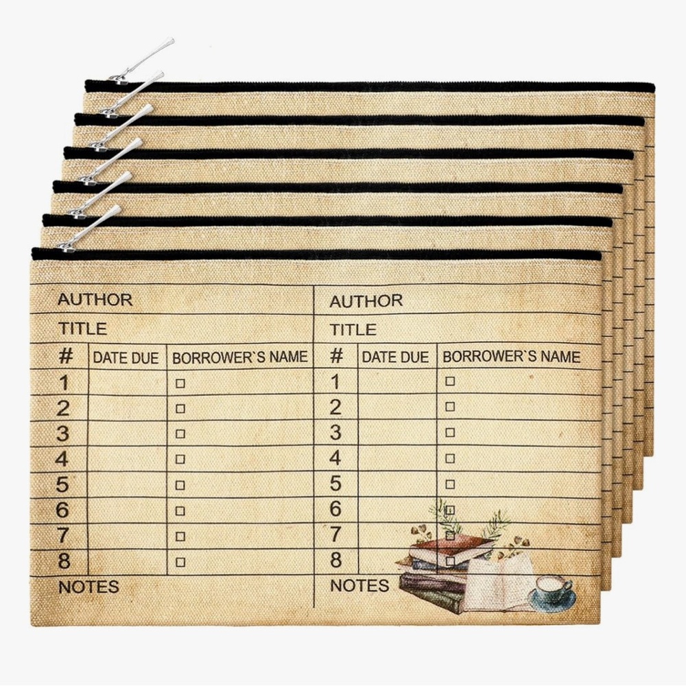 Library Card Design Canvas Zipper Pouch